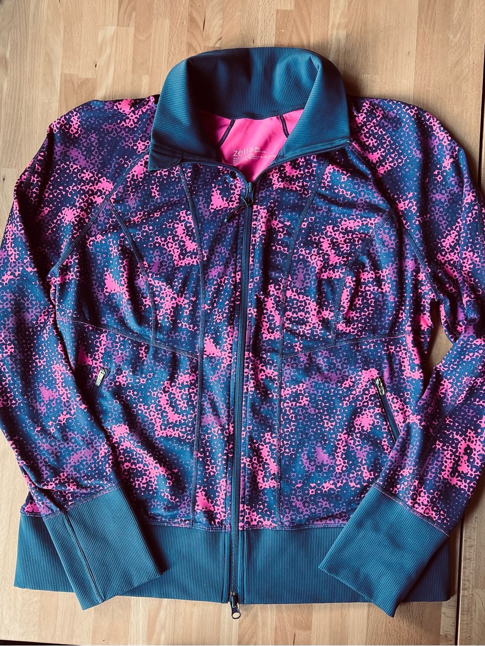 Zella Women's Pink & Gray Full-Zip Jacket, XL, long arms